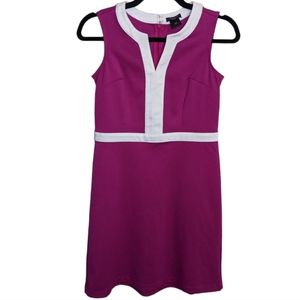 Ann Taylor Petite Pink Sleeveless Dress with White Trim 💖